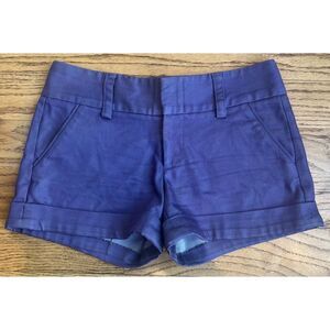 Alice + Olivia Women’s Chinos Shorts Purple Stretch Slant Pockets Low Rise Sz 2